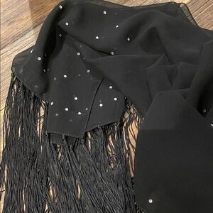 Elegant Black Fringed Scarf